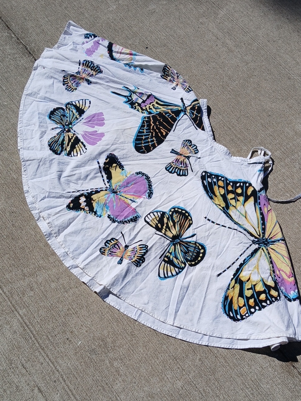 100% Cotton White Butterfly Print A-Line Women's Skirt